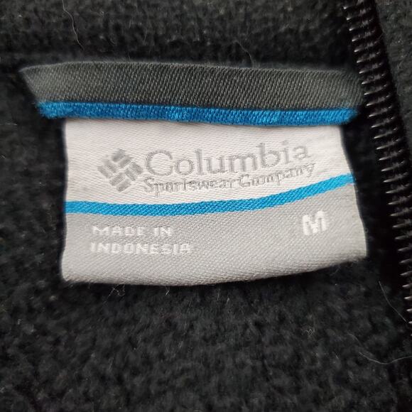 Columbia Men’s Fleece Jacket Medium Full Zip Black LOGO Comfort Soft & Warm - Picture 5 of 11